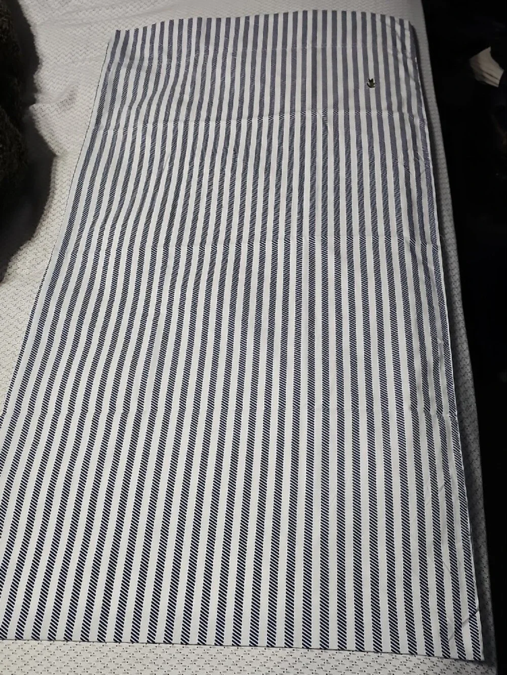 Lacoste Navy and White Striped Cotton Pillowcases with Crocodile Tag